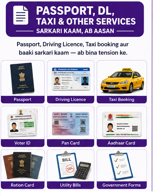 Passport, DL, Taxi & Other Services